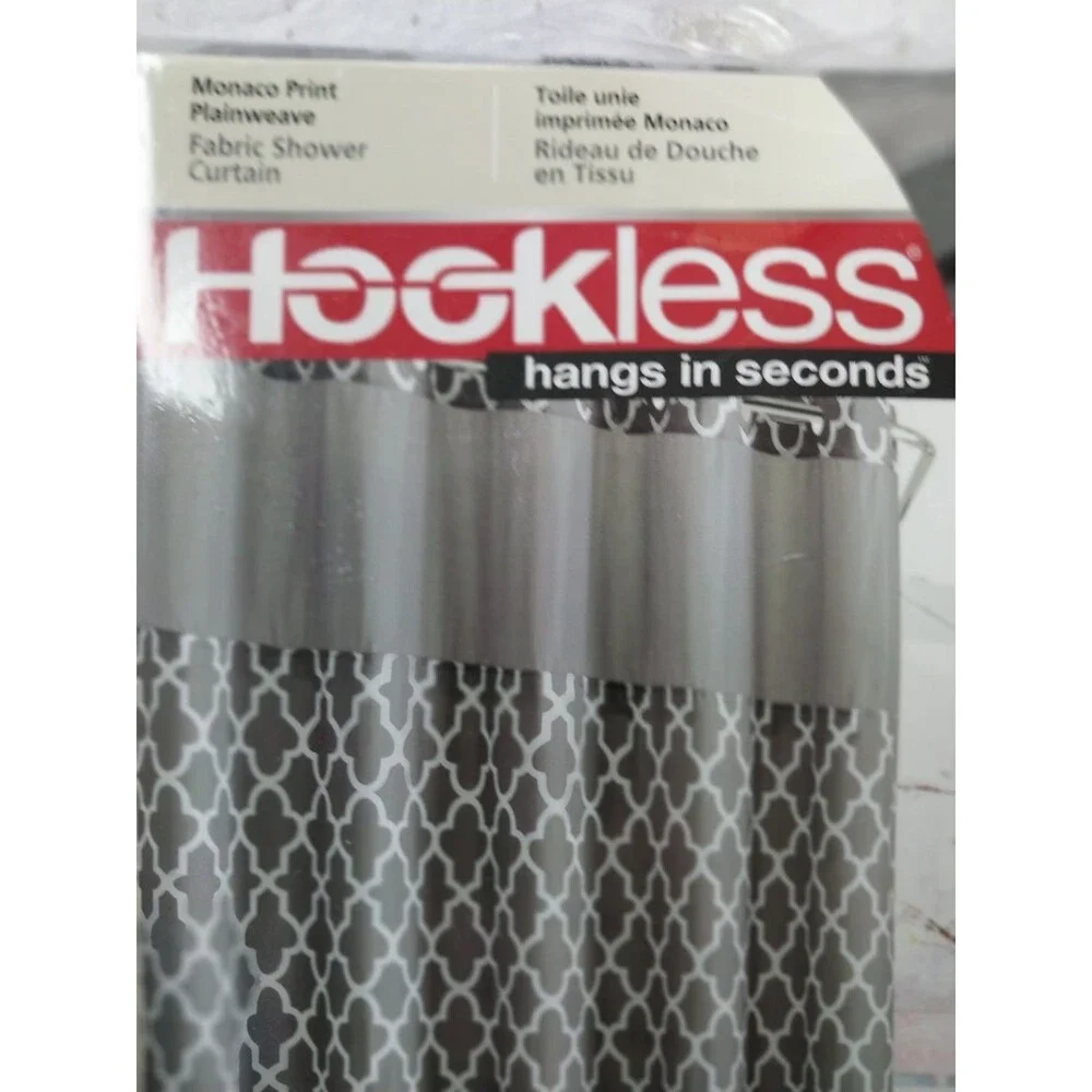 Hookless 71 in. x 74 in. Shower Curtain Monaco Print Plain Weave New